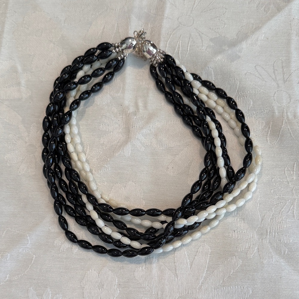Jay King Black and White Multi-Strand Bead Necklace
